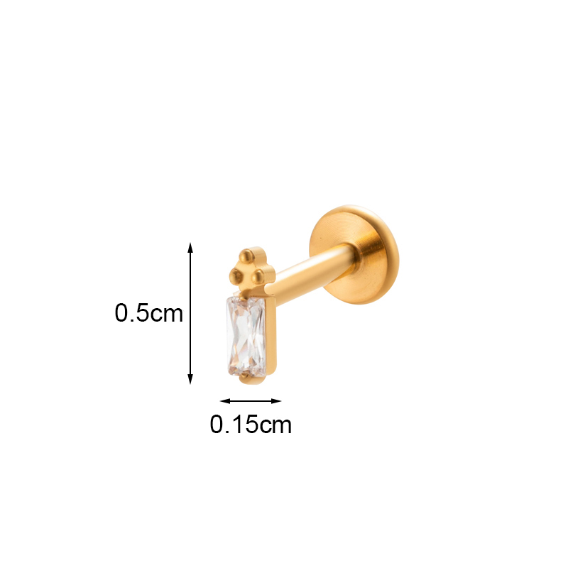 1 Piece Ig Style Vintage Style Geometric Flower Bow Knot Plating Inlay Titanium Alloy Zircon 18k Gold Plated Lip Stud Ear Studs display picture 6