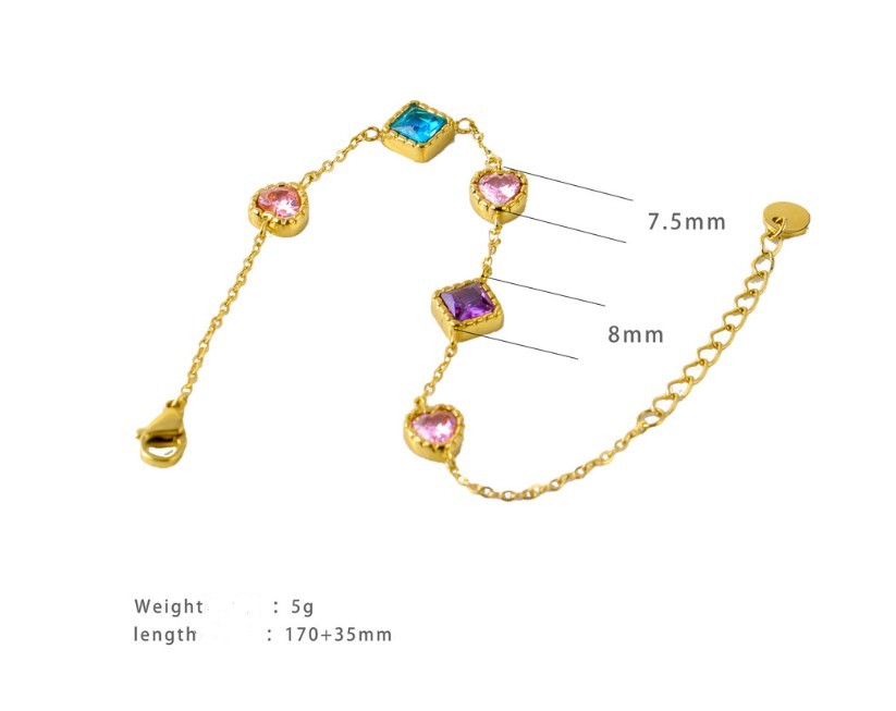 Élégant Vêtement De Rue Géométrique Forme De Cœur Acier Inoxydable Placage Incruster Zircon Bracelets display picture 4