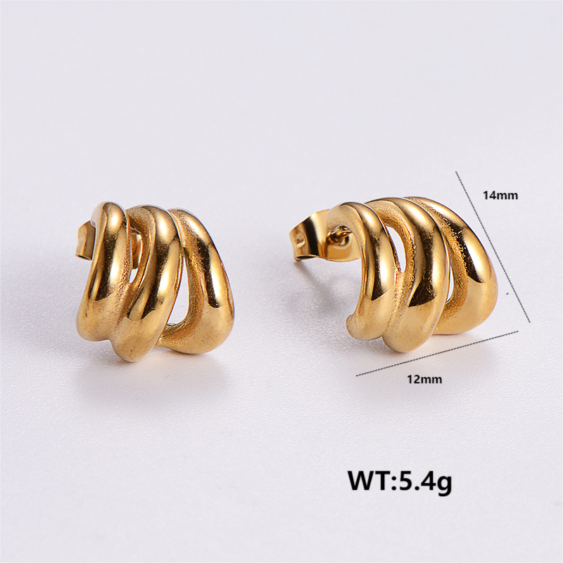 1 Pair Vintage Style Irregular Solid Color Plating 304 Stainless Steel 18K Gold Plated Ear Studs display picture 5