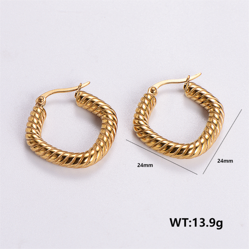 1 Pair Vintage Style C Shape Round Plating 304 Stainless Steel 18K Gold Plated Ear Studs display picture 7