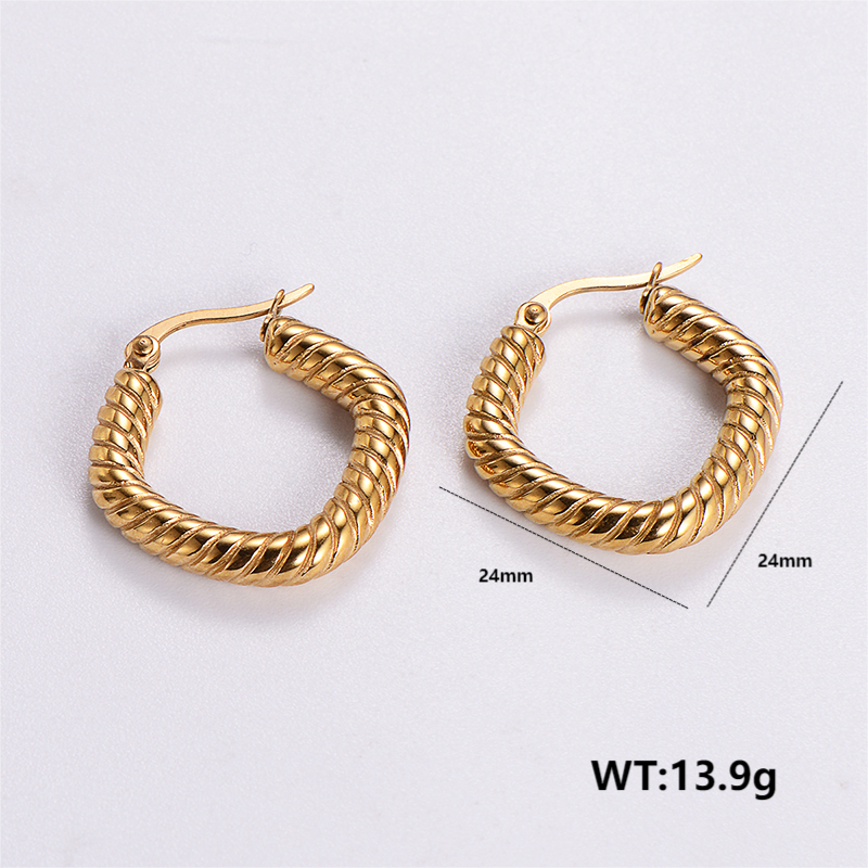 1 Paire Style Vintage Forme C Rond Placage Acier Inoxydable 304 Plaqué Or 18K Boucles D'Oreilles display picture 7