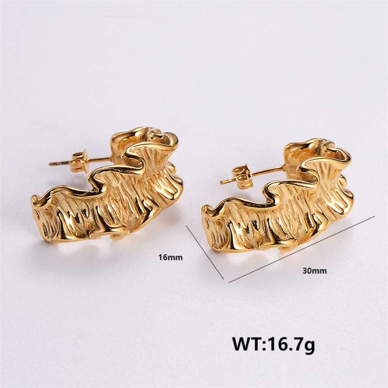 1 Pair Vintage Style C Shape Round Plating 304 Stainless Steel 18K Gold Plated Ear Studs display picture 5