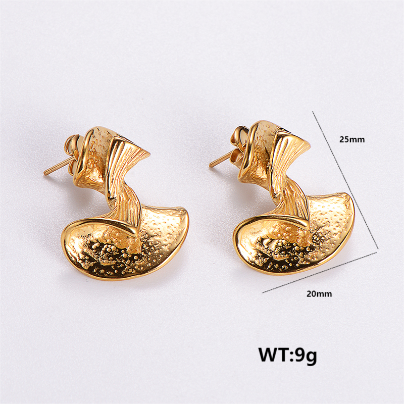 1 Paire Style Vintage Forme C Rond Placage Acier Inoxydable 304 Plaqué Or 18K Boucles D'Oreilles display picture 6