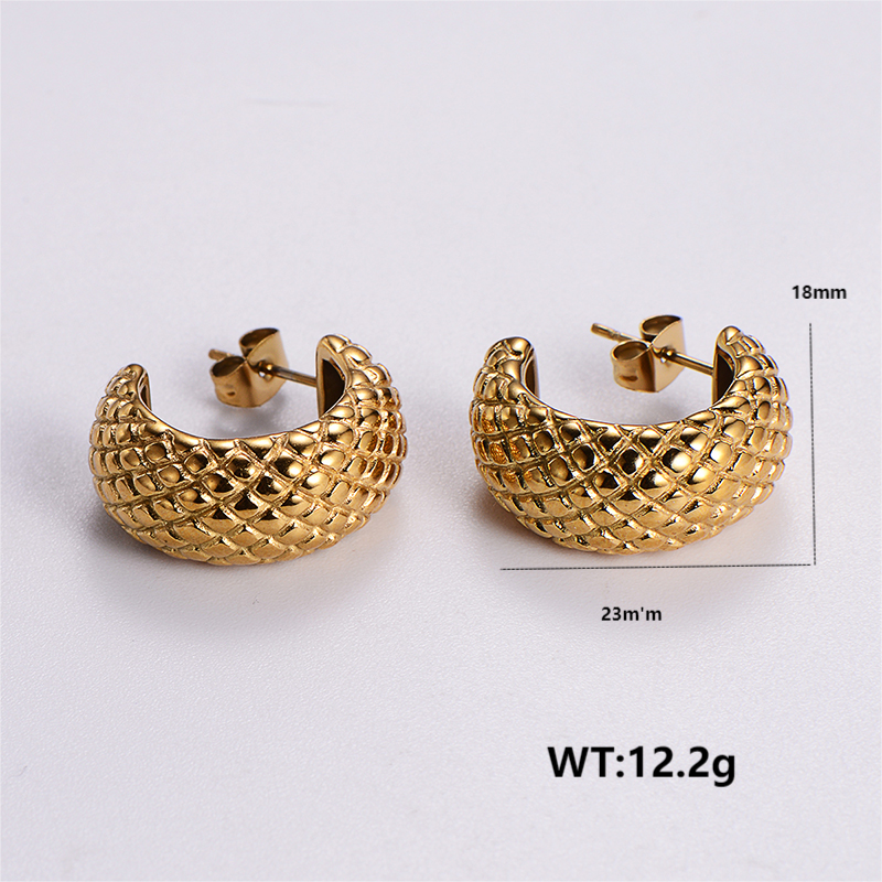 1 Pair Vintage Style Irregular Solid Color Plating 304 Stainless Steel 18K Gold Plated Ear Studs display picture 6
