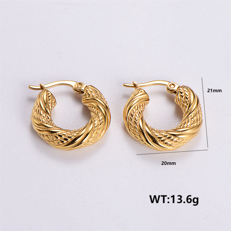1 Pair Vintage Style Irregular Solid Color Plating 304 Stainless Steel 18K Gold Plated Ear Studs display picture 8
