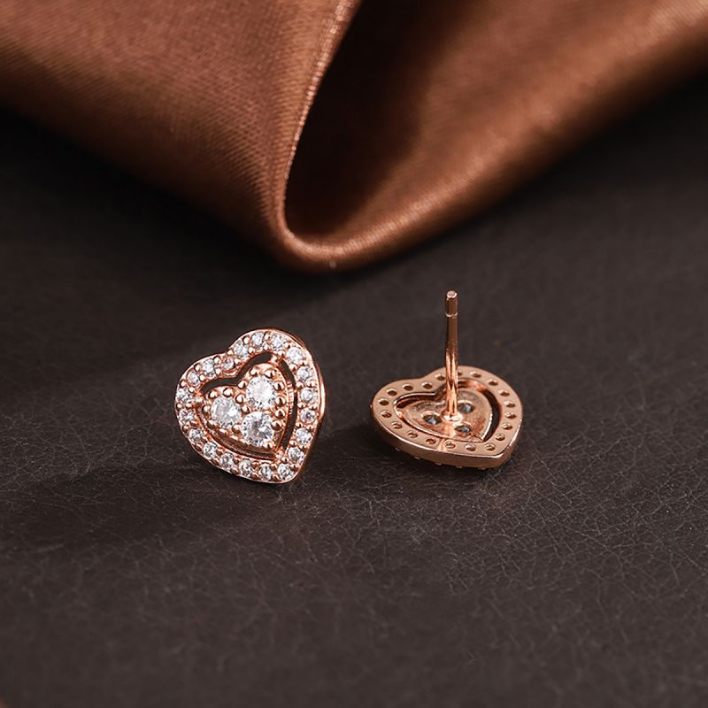 1 Pair Elegant Heart Shape Plating Inlay Sterling Silver Zircon Ear Studs display picture 4