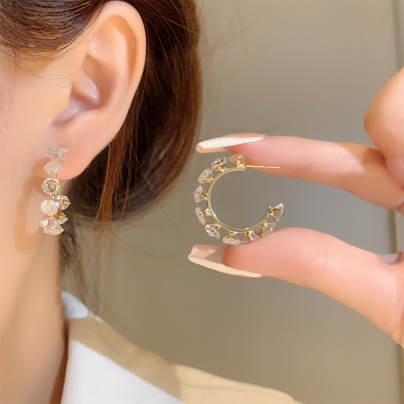 1 Pair Simple Style Commute Color Block Inlay Alloy Artificial Crystal Ear Studs display picture 1