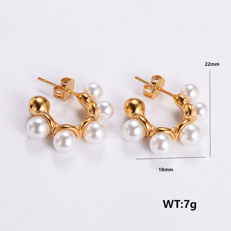 1 Pair Vintage Style C Shape Solid Color Plating 304 Stainless Steel 24K Gold Plated Ear Studs display picture 6