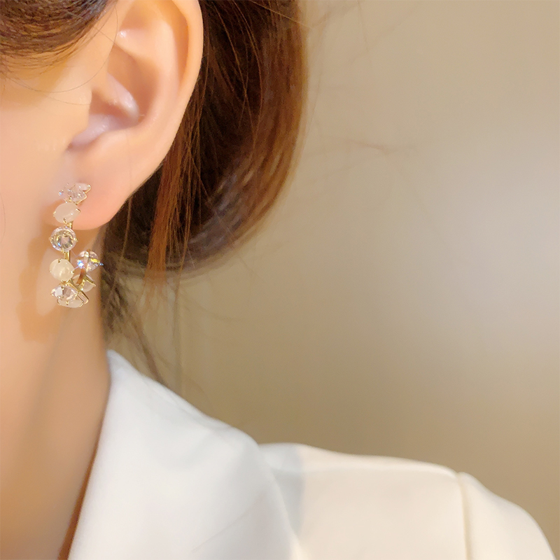 1 Pair Simple Style Commute Color Block Inlay Alloy Artificial Crystal Ear Studs display picture 2