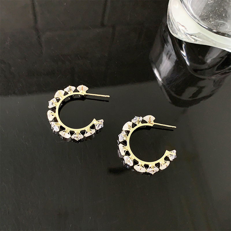 1 Pair Simple Style Commute Color Block Inlay Alloy Artificial Crystal Ear Studs display picture 3
