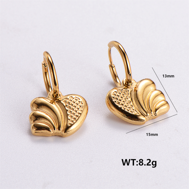 1 Pair Retro Streetwear Geometric Heart Shape Plating 304 Stainless Steel Drop Earrings display picture 6