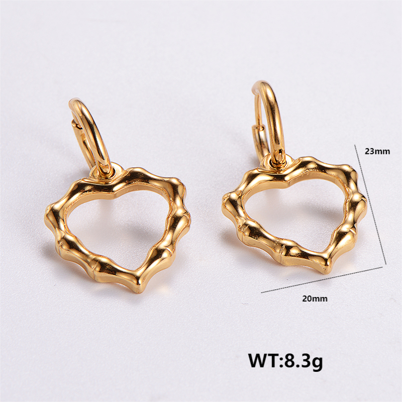 1 Pair Retro Streetwear Geometric Heart Shape Plating 304 Stainless Steel Drop Earrings display picture 5