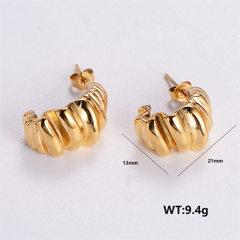 1 Pair Retro Roman Style Geometric Plating 304 Stainless Steel 18K Gold Plated Ear Studs display picture 5