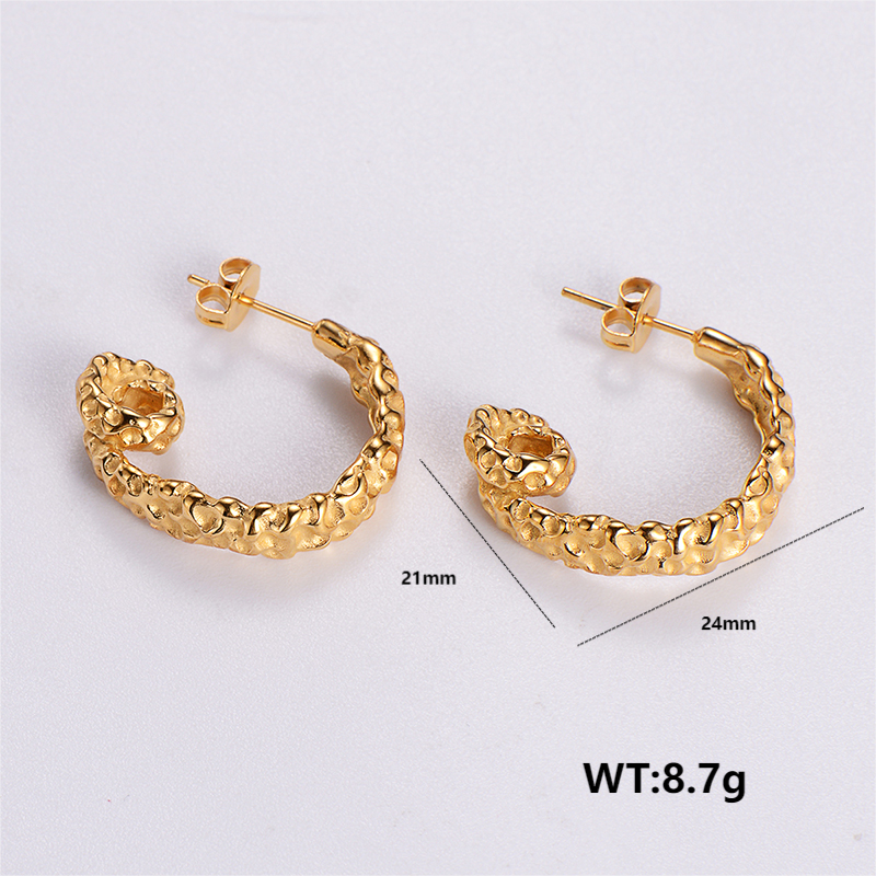 1 Pair Retro Roman Style Geometric Plating 304 Stainless Steel 18K Gold Plated Ear Studs display picture 6