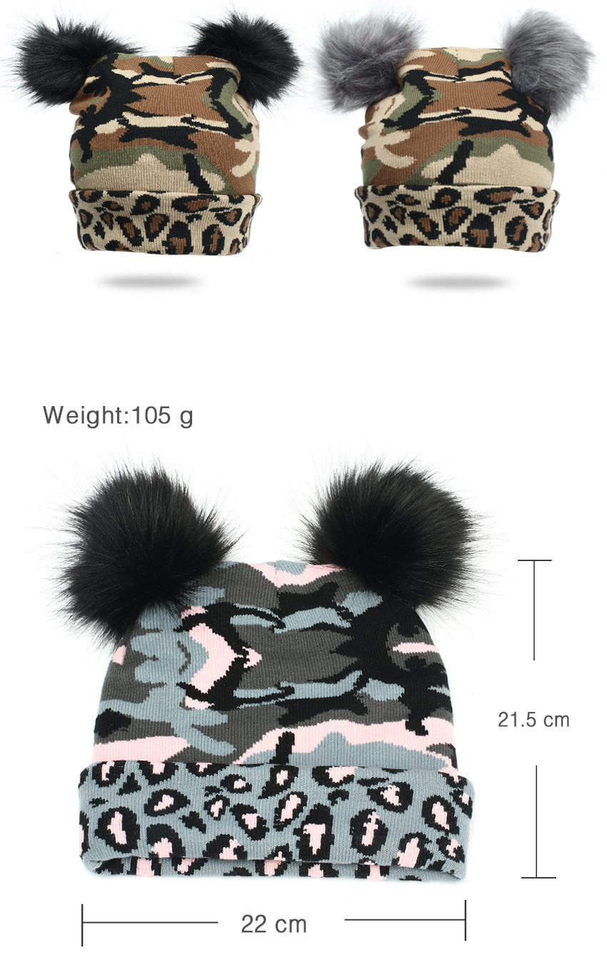 Women's Casual Camouflage Pom Poms Eaveless Wool Cap display picture 8