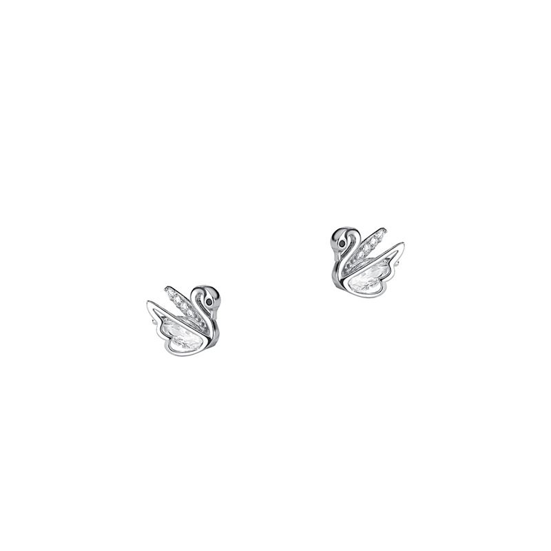 1 Pair Casual Simple Style Swan Plating Inlay Sterling Silver Rhinestones Rose Gold Plated White Gold Plated Ear Studs display picture 1