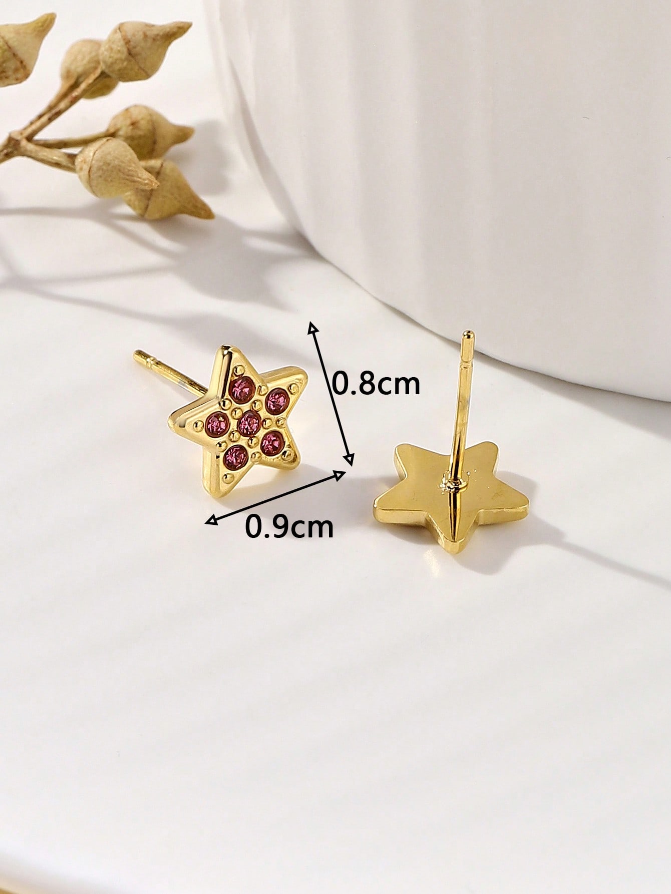 1 Pair Simple Style Shiny Star Plating Inlay 304 Stainless Steel Zircon 18K Gold Plated Ear Studs display picture 2