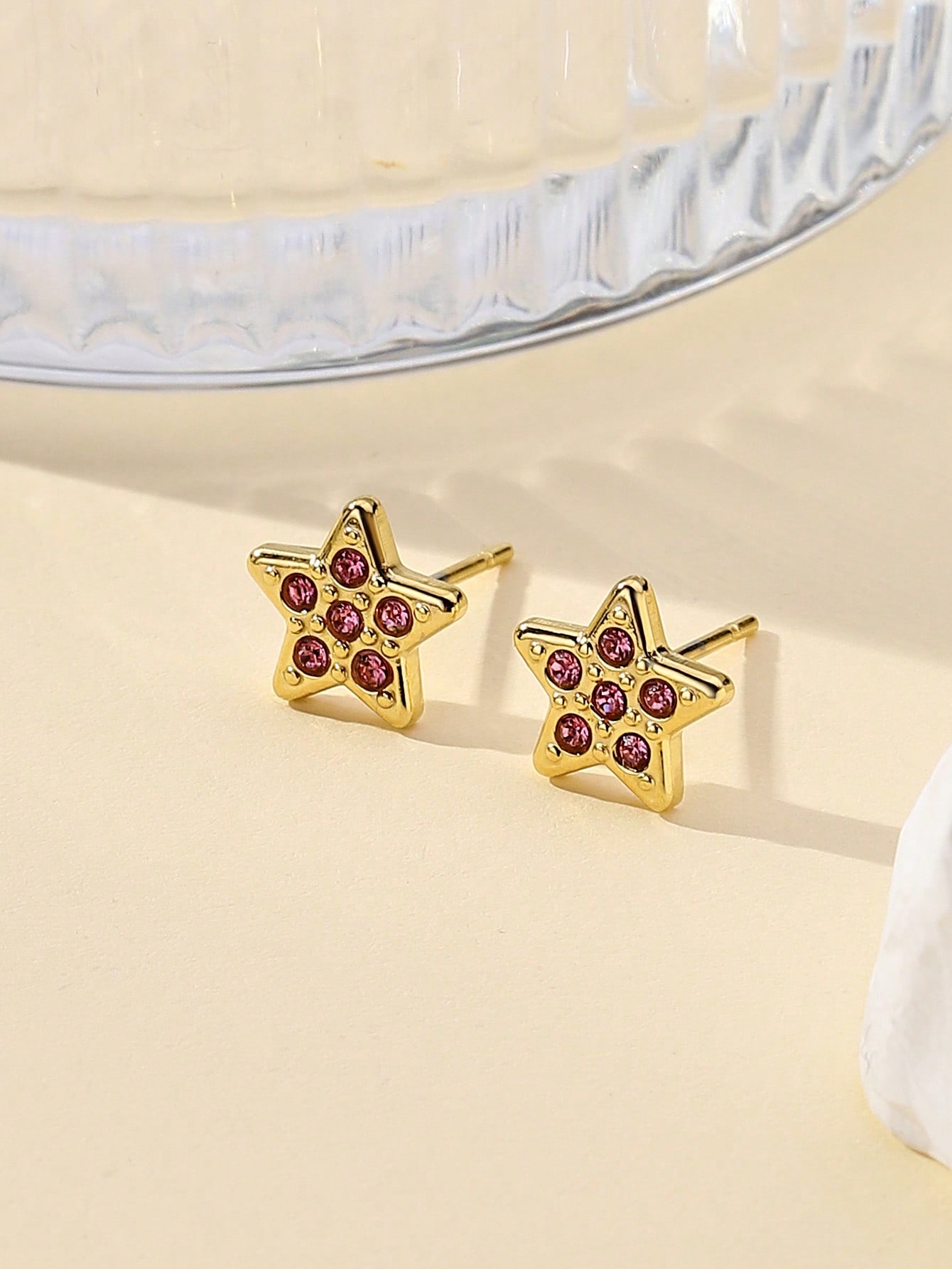 1 Pair Simple Style Shiny Star Plating Inlay 304 Stainless Steel Zircon 18K Gold Plated Ear Studs display picture 3