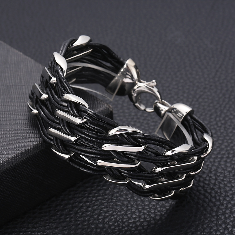 Vintage-stil Geometrisch Farbblock Titan Stahl Überzug Männer Armbänder display picture 1