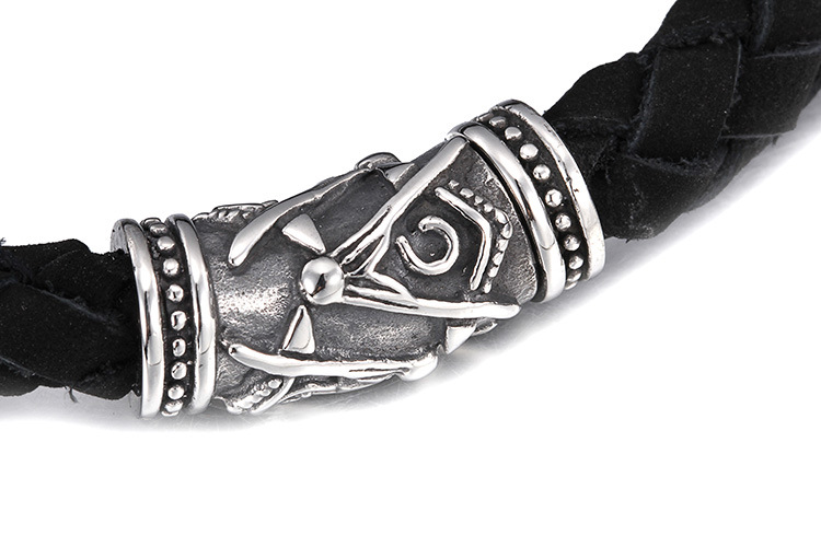 Einfacher Stil Geometrisch Wort Leder Titan Stahl Flechten Männer Armbänder display picture 2