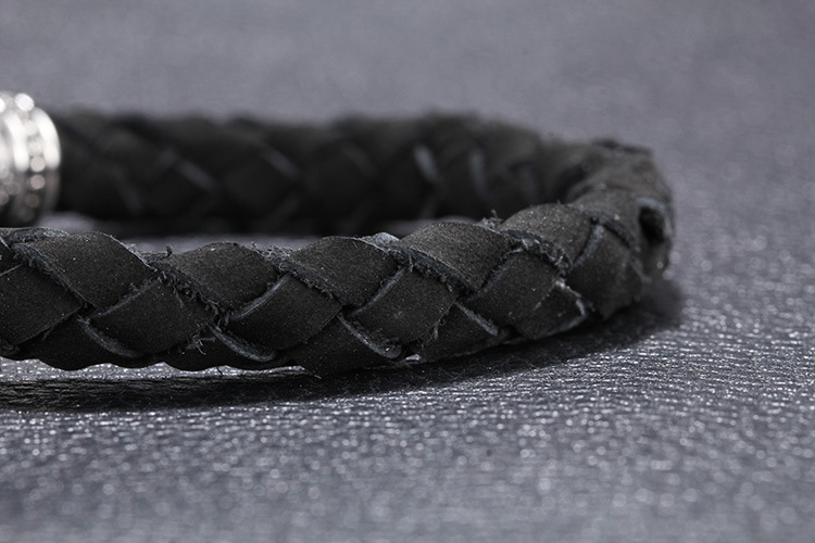 Simple Style Geometric Word Leather Titanium Steel Braid Men's Bracelets display picture 4