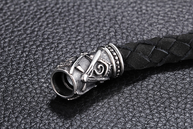 Simple Style Geometric Word Leather Titanium Steel Braid Men's Bracelets display picture 5