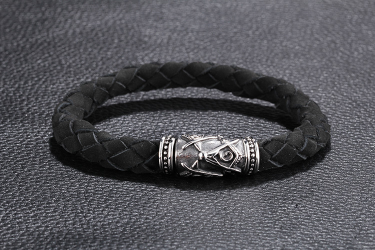 Einfacher Stil Geometrisch Wort Leder Titan Stahl Flechten Männer Armbänder display picture 8