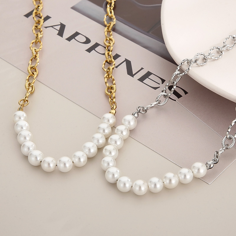 Imitation Pearl Titanium Steel 18K Gold Plated Casual Streetwear Plating Geometric Necklace display picture 8