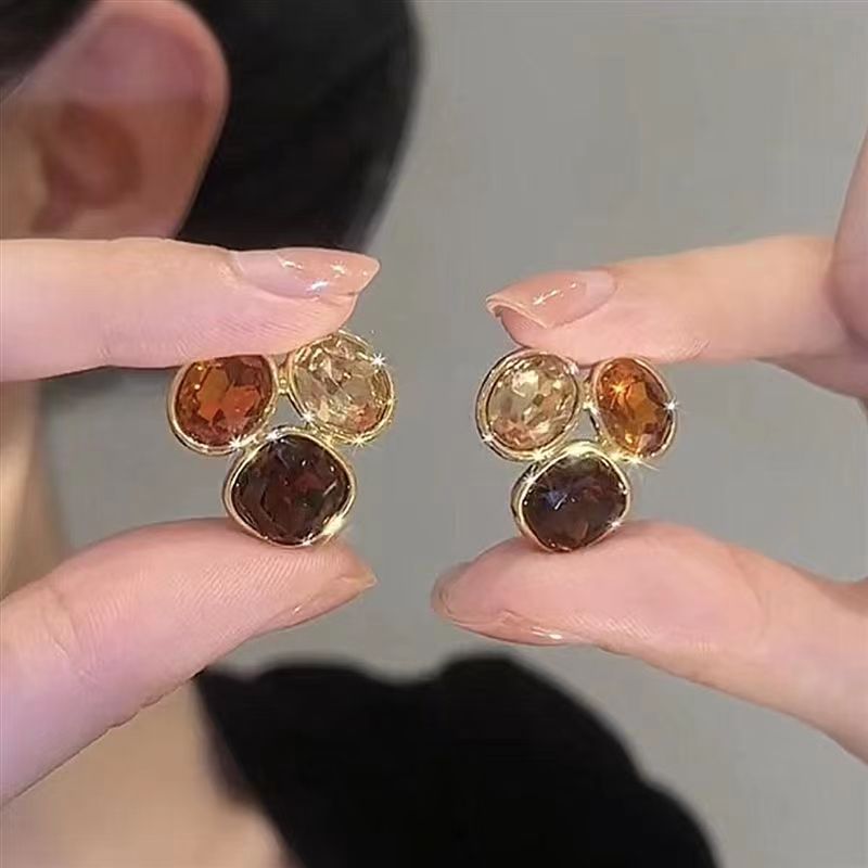 1 Pair Elegant Irregular Plating Inlay Alloy Rhinestones Gold Plated Ear Studs display picture 2