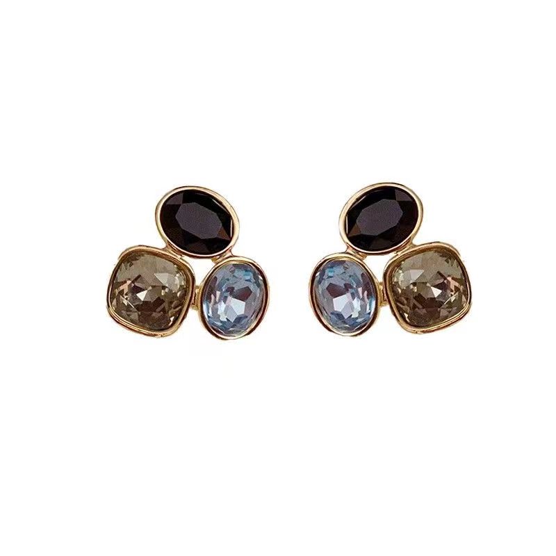 1 Paire Élégant Irrégulier Placage Incruster Alliage Strass Plaqué Or Boucles D'oreilles display picture 7