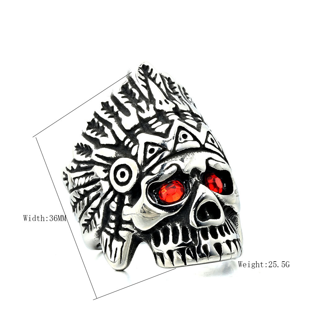 Rock Punk Streetwear Skull Stainless Steel Polishing Inlay Zircon None Men's Rings display picture 1