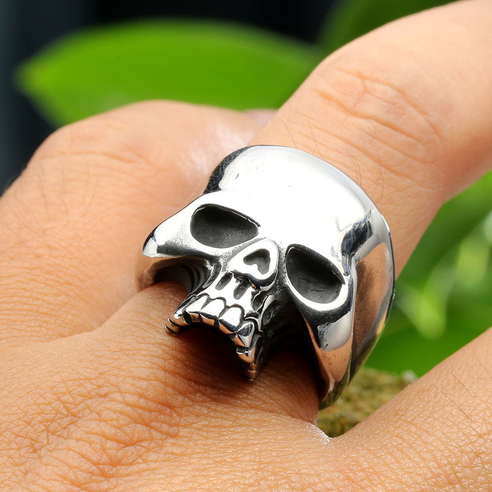 Vintage Style Rock Punk Skull Stainless Steel Polishing None 18K Gold Plated Rhodium Plated Men's Rings display picture 6