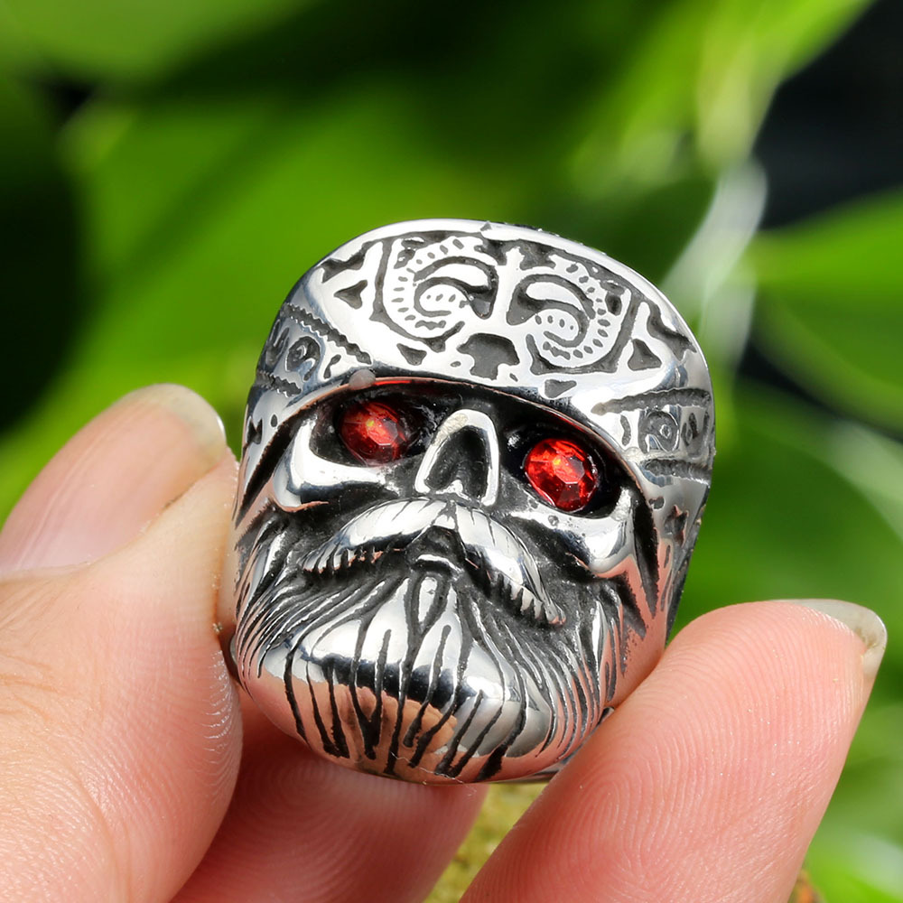 Hip-Hop Streetwear Skull Stainless Steel Polishing Inlay Zircon Men's Rings display picture 5