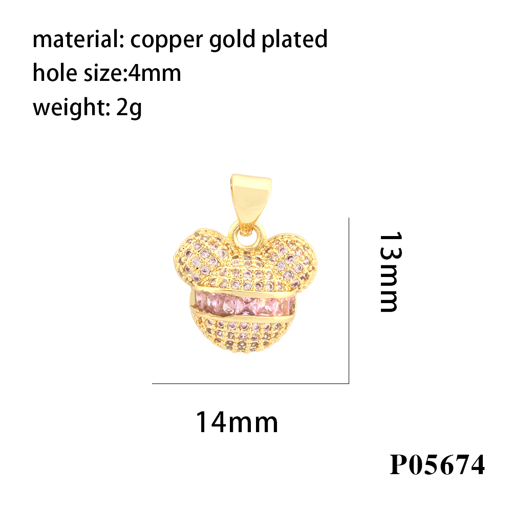 Cute Streetwear Cartoon Copper Plating Inlay Zircon 18k Gold Plated Charms display picture 6