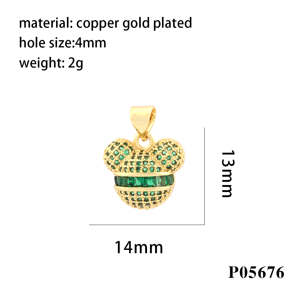 Cute Streetwear Cartoon Copper Plating Inlay Zircon 18k Gold Plated Charms display picture 8