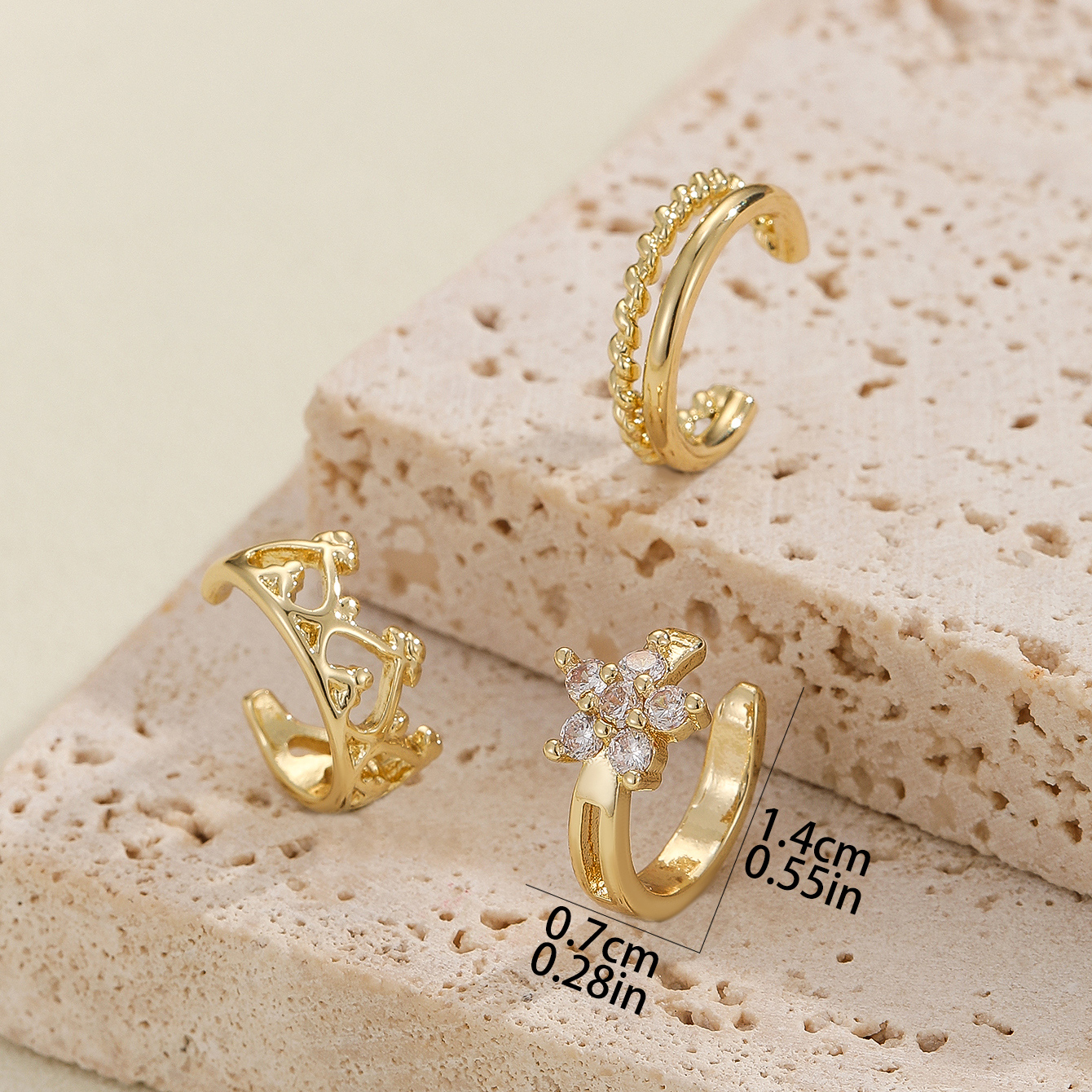 Elegant Lady Heart Shape Crown Copper Plating Inlay Zircon Gold Plated Ear Cuffs display picture 7