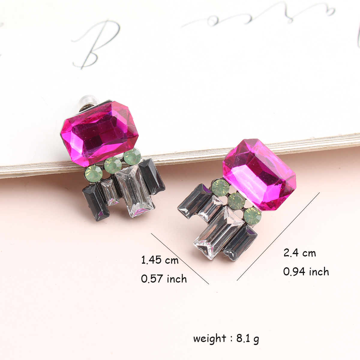 1 Pair Elegant Sweet Rectangle Plating Inlay Arylic Alloy Crystal Rhinestones Ear Studs display picture 2