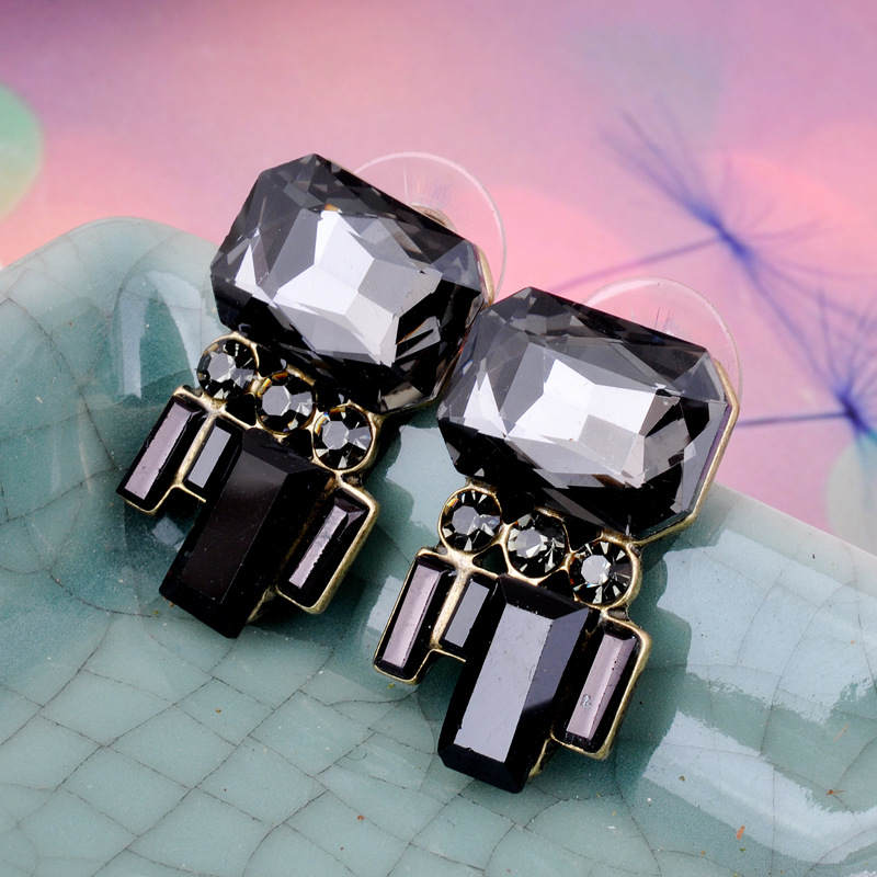 1 Pair Elegant Sweet Rectangle Plating Inlay Arylic Alloy Crystal Rhinestones Ear Studs display picture 3