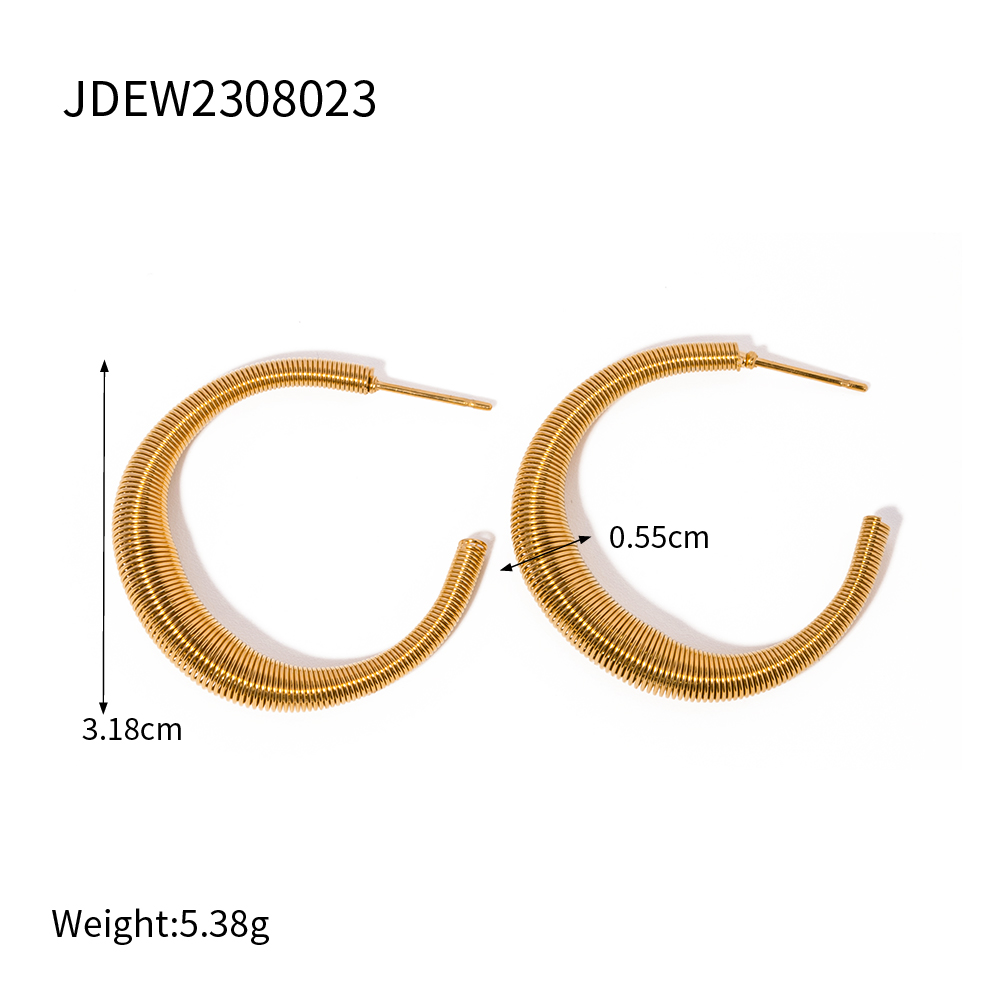 1 Pair IG Style Simple Style Moon Solid Color 304 Stainless Steel 18K Gold Plated Ear Studs display picture 1