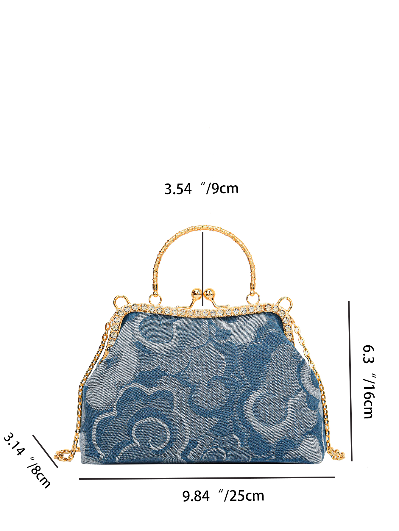 Women's Denim Flower Classic Style Sewing Thread Shell Clasp Frame Handbag display picture 1