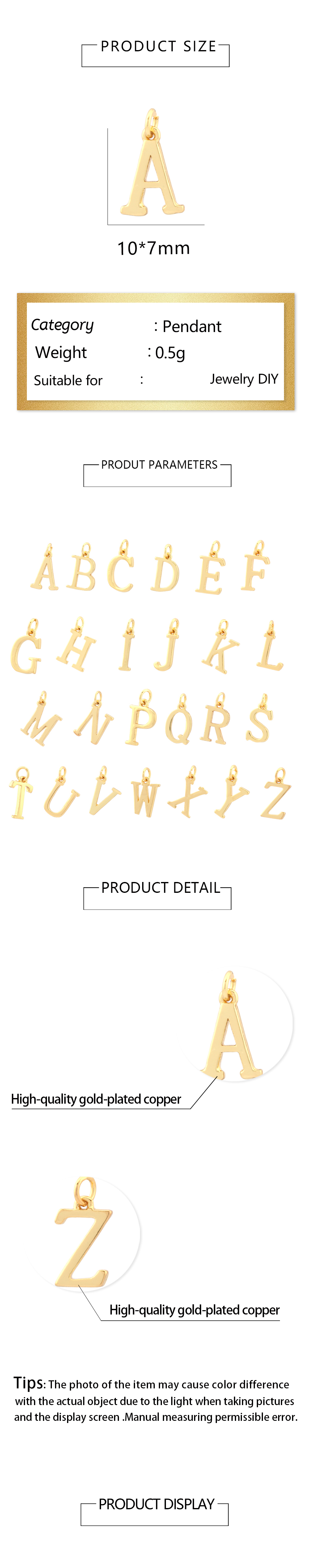 Estilo Simple Letra Cobre Enchapado Chapado En Oro De 18 Quilates. Dijes display picture 2