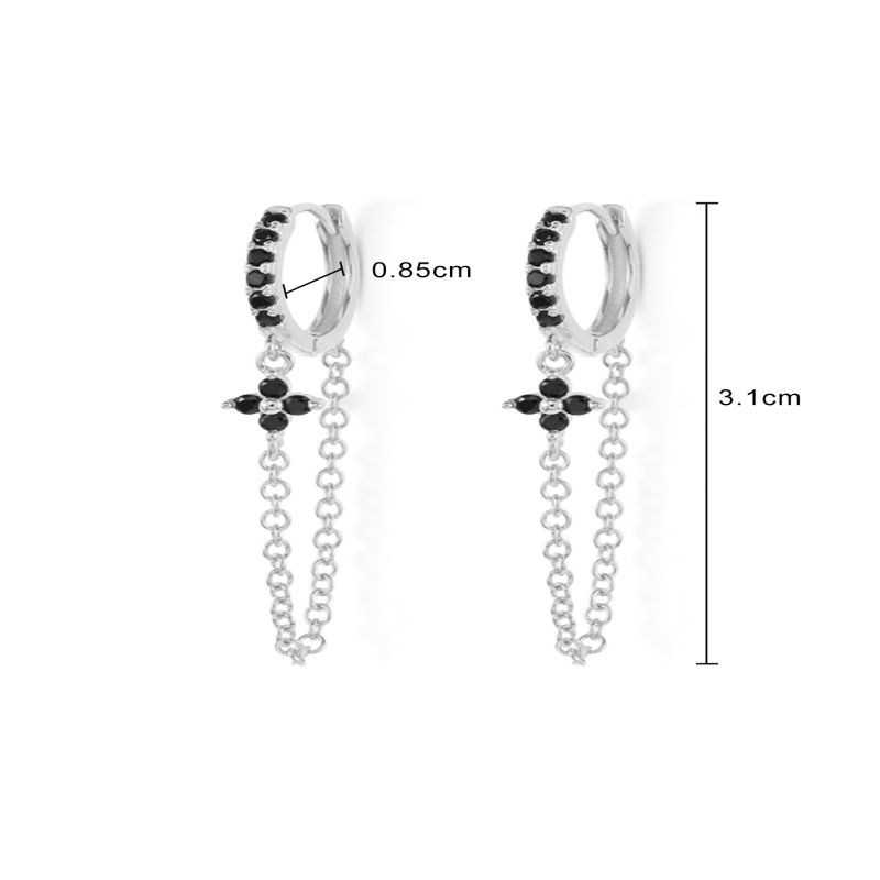 1 Paar Einfacher Stil Runden Einfarbig Überzug Inlay Sterling Silber Zirkon Versilbert Reif Ohrringe display picture 3