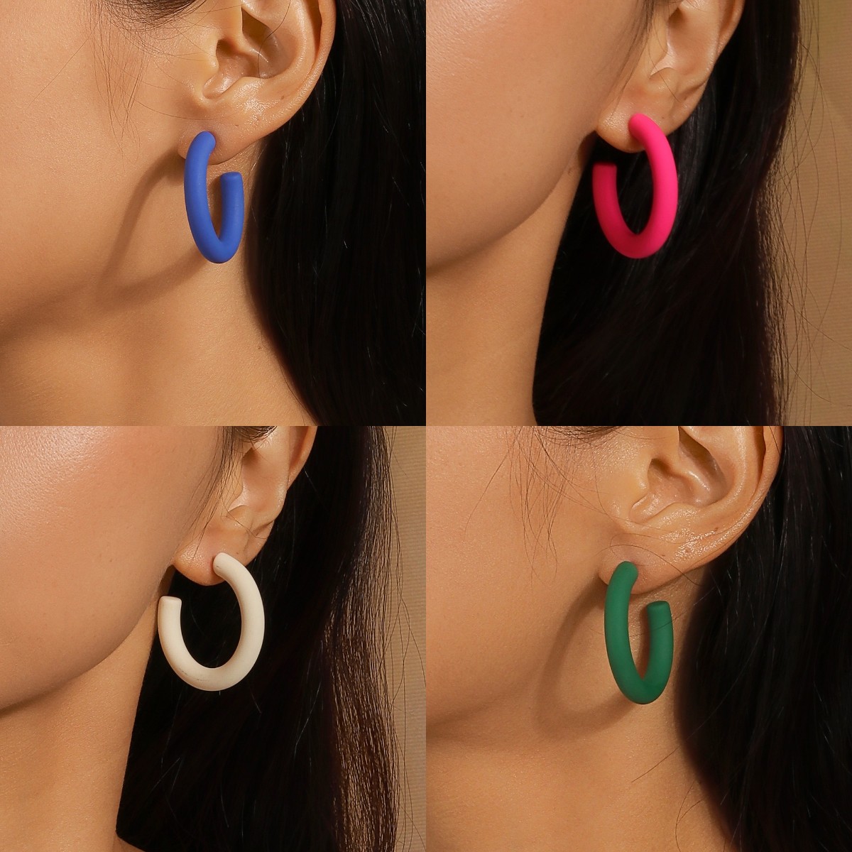 1 Pair Simple Style C Shape Plastic Ear Studs display picture 2