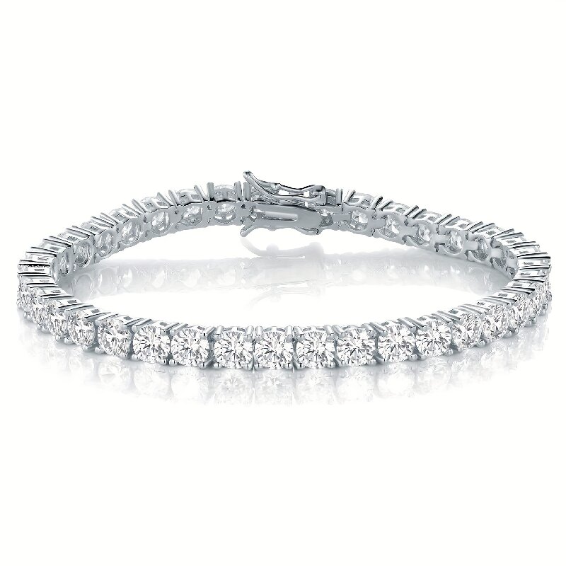 Casual Classic Style Round Brass 18k Gold Plated Platinum Plated Rhodium Plated Zircon Tennis Bracelet In Bulk display picture 5