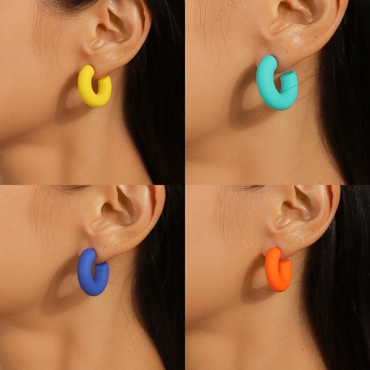1 Pair Simple Style Solid Color Zinc Alloy Ear Studs display picture 2