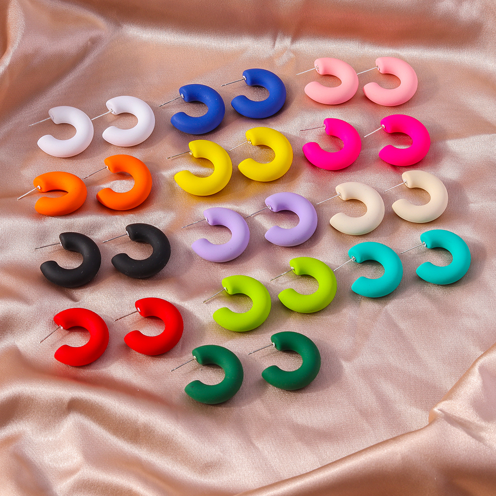 1 Pair Simple Style Solid Color Zinc Alloy Ear Studs display picture 8