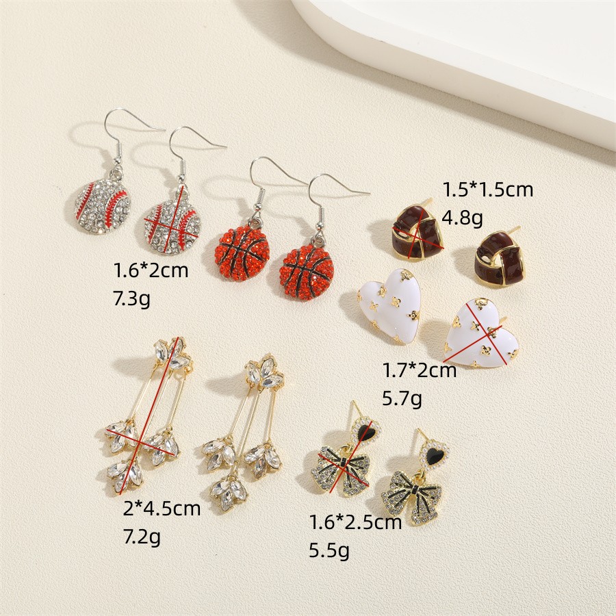 1 Pair Elegant Classic Style Heart Shape Flower Bow Knot Enamel Plating Inlay Alloy Rhinestones Drop Earrings display picture 5