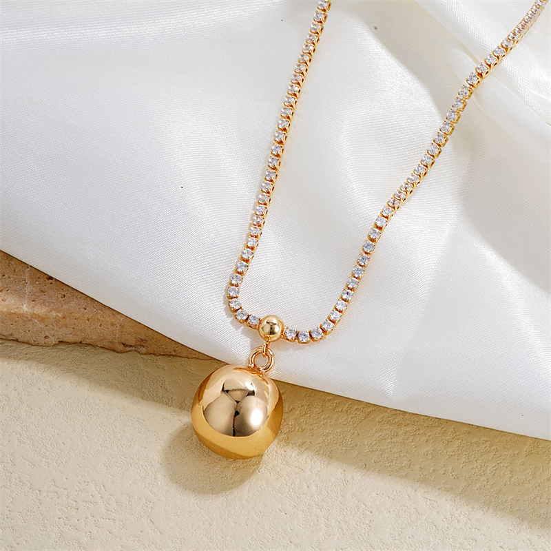Copper IG Style Simple Style Plating Round Ball Zircon Pendant Necklace display picture 2