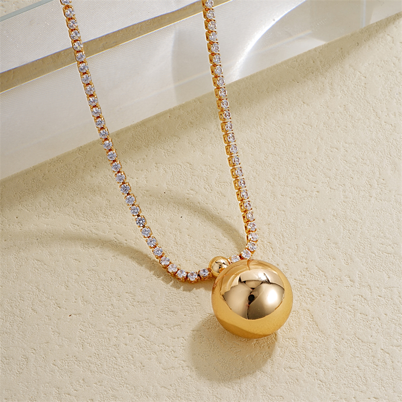 Copper IG Style Simple Style Plating Round Ball Zircon Pendant Necklace display picture 6