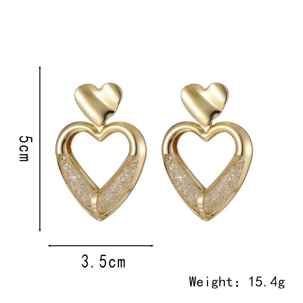 1 Pair Classic Style Heart Shape Plating Alloy Drop Earrings display picture 1